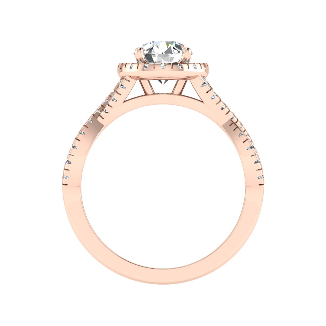 Zoey Twist style Halo Engagement Ring